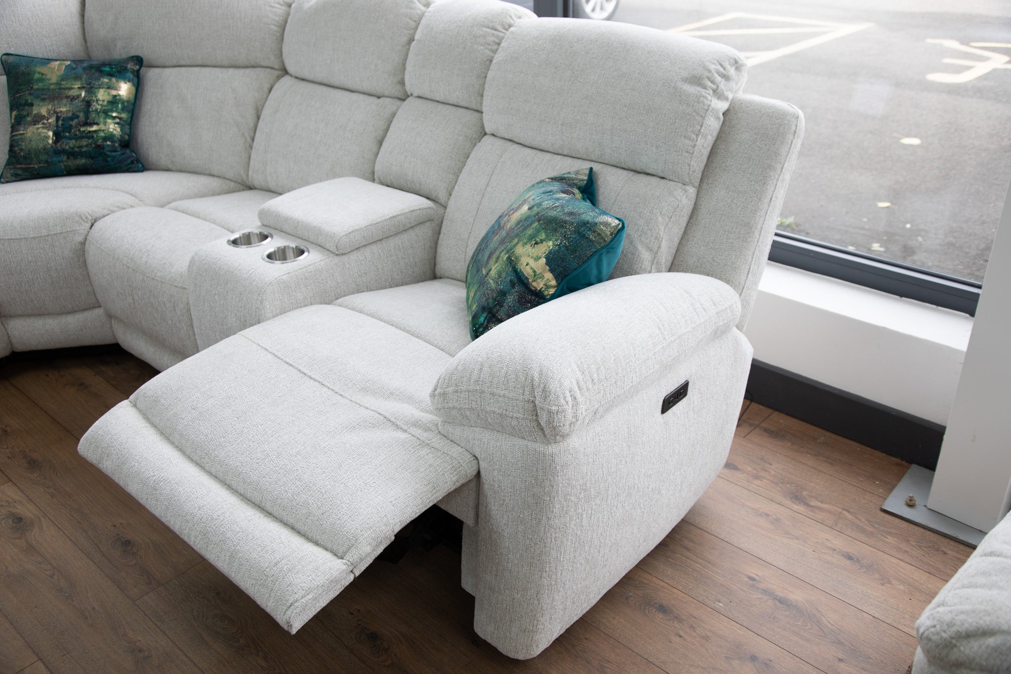 Owen Electric Large Corner Recliner Sofa in Beige