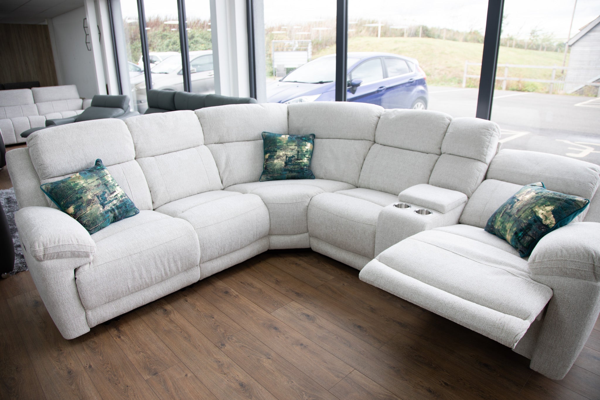 Owen Electric Large Corner Recliner Sofa in Beige
