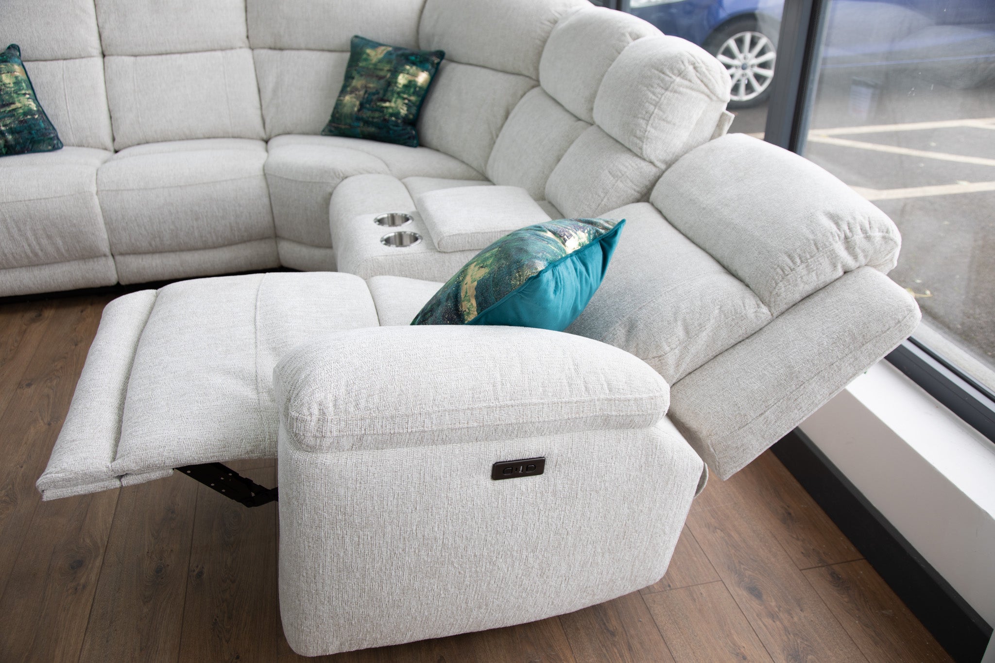 Owen Electric Large Corner Recliner Sofa in Beige
