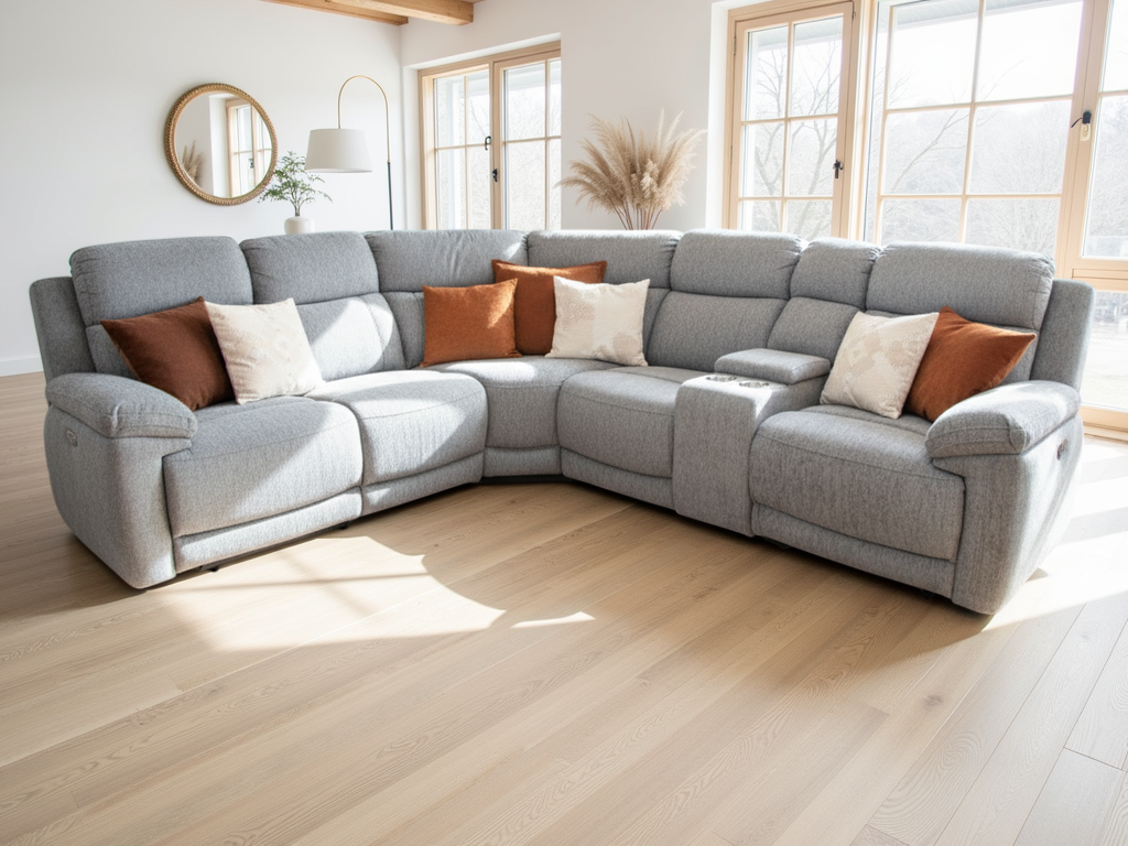 Owen Recliner Electric Large Corner Sofa In Grey