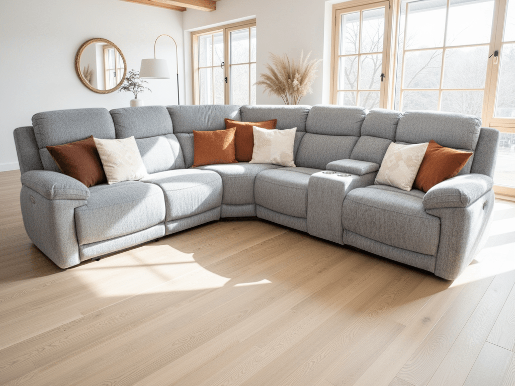 Owen Recliner Electric Large Corner Sofa In Grey - JustBed