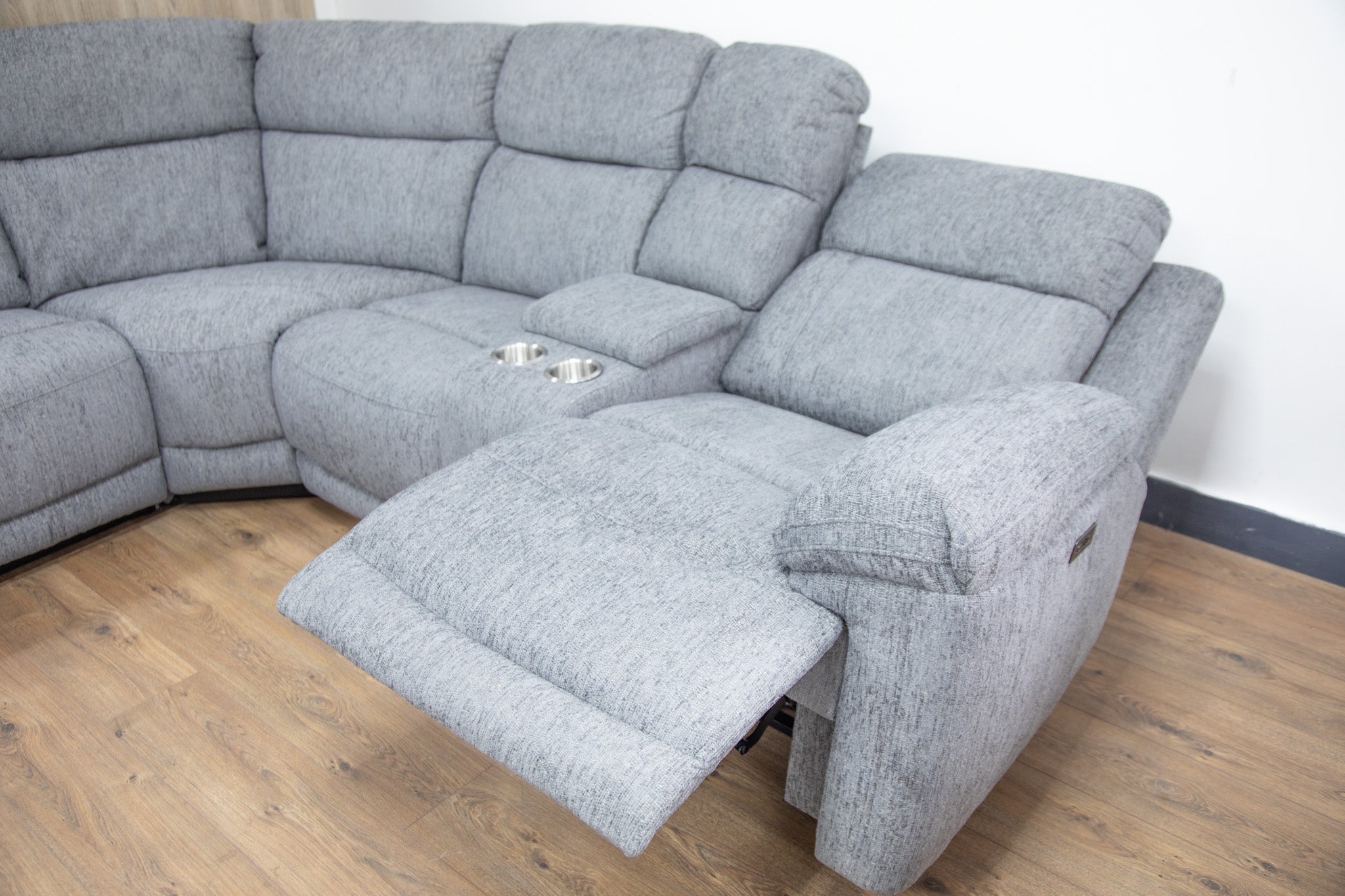 Owen Recliner Electric Large Corner Sofa In Grey - JustBed
