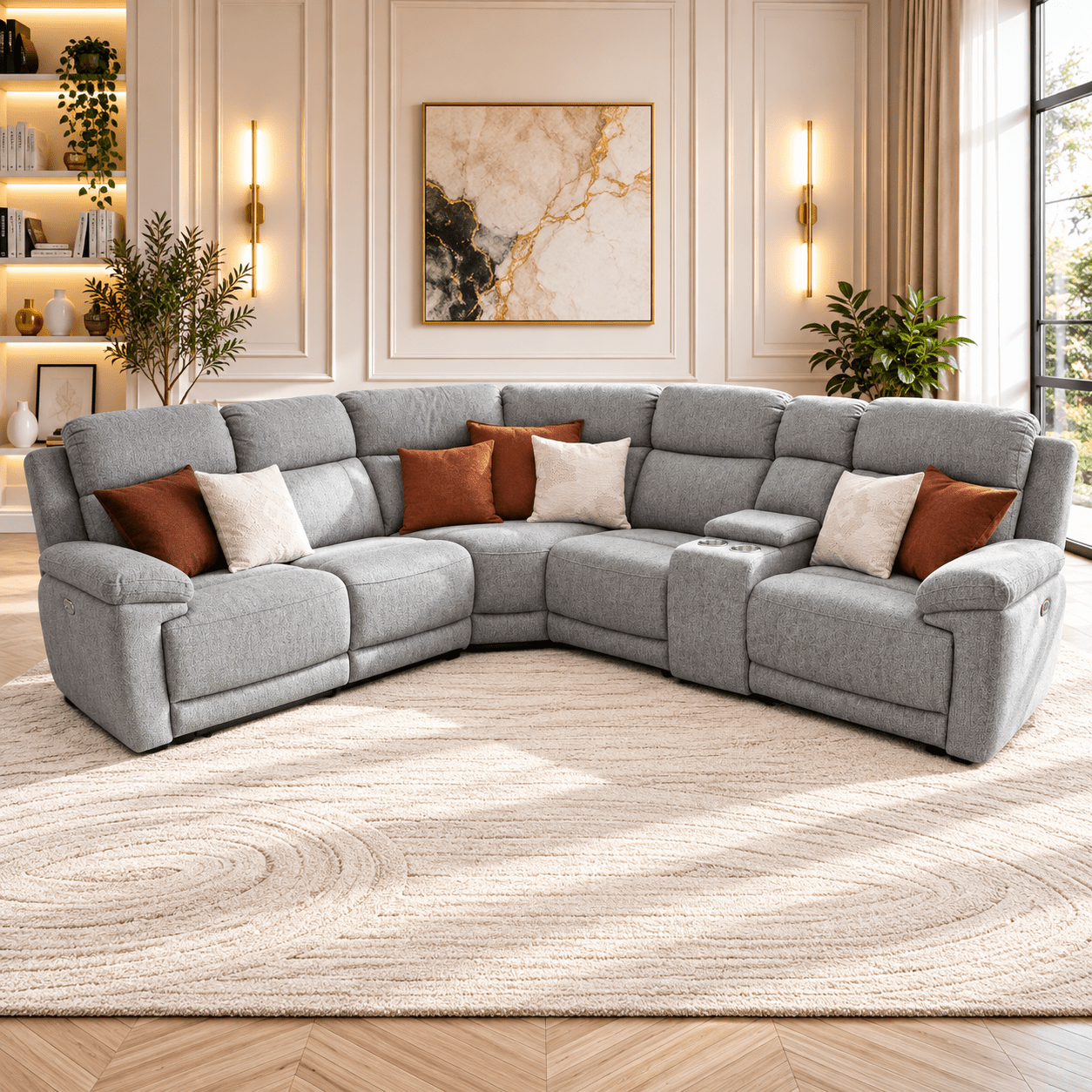 Owen Recliner Electric Large Corner Sofa In Grey - JustBed