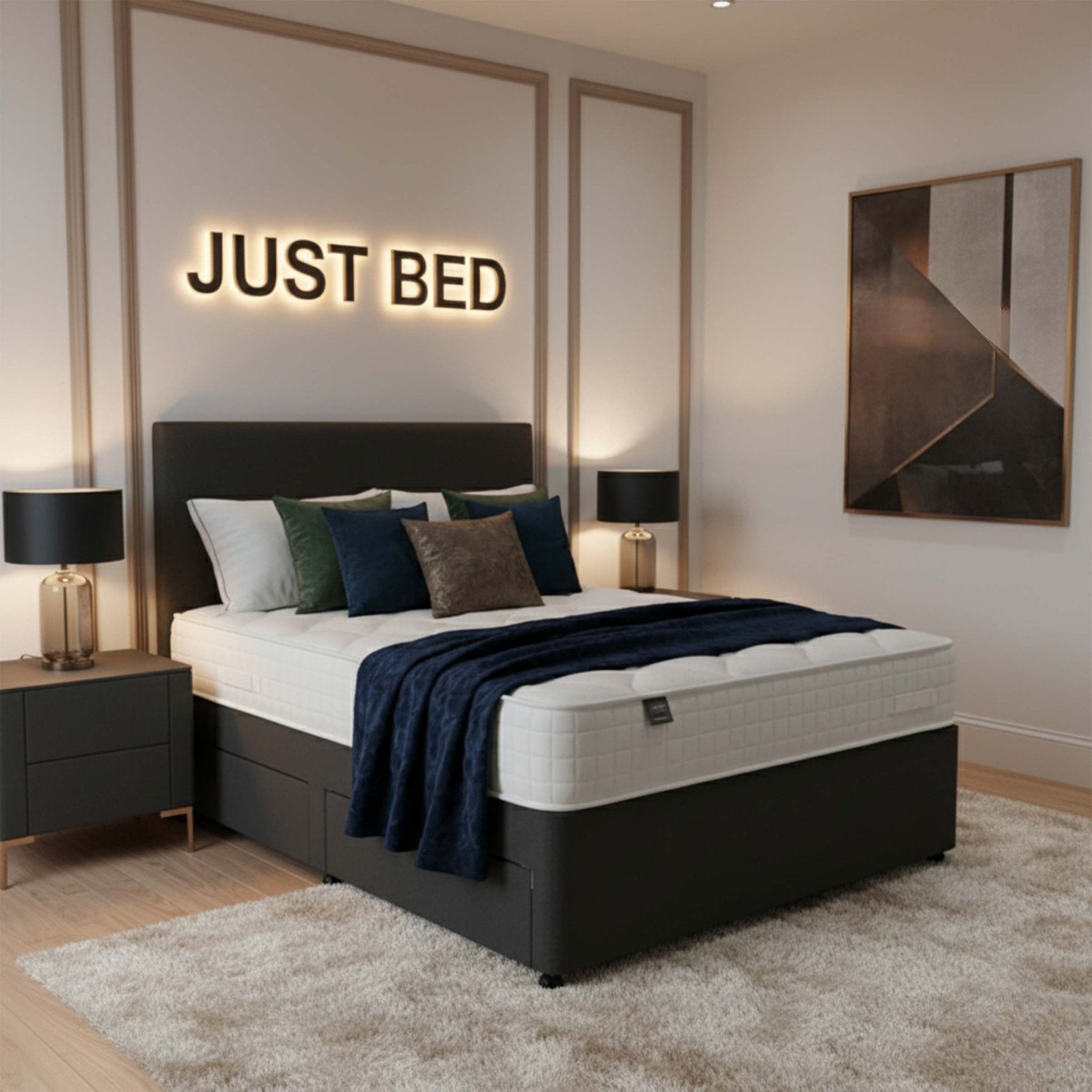 Oxford Divan Bed Frame with Plain Headboard - JustBed