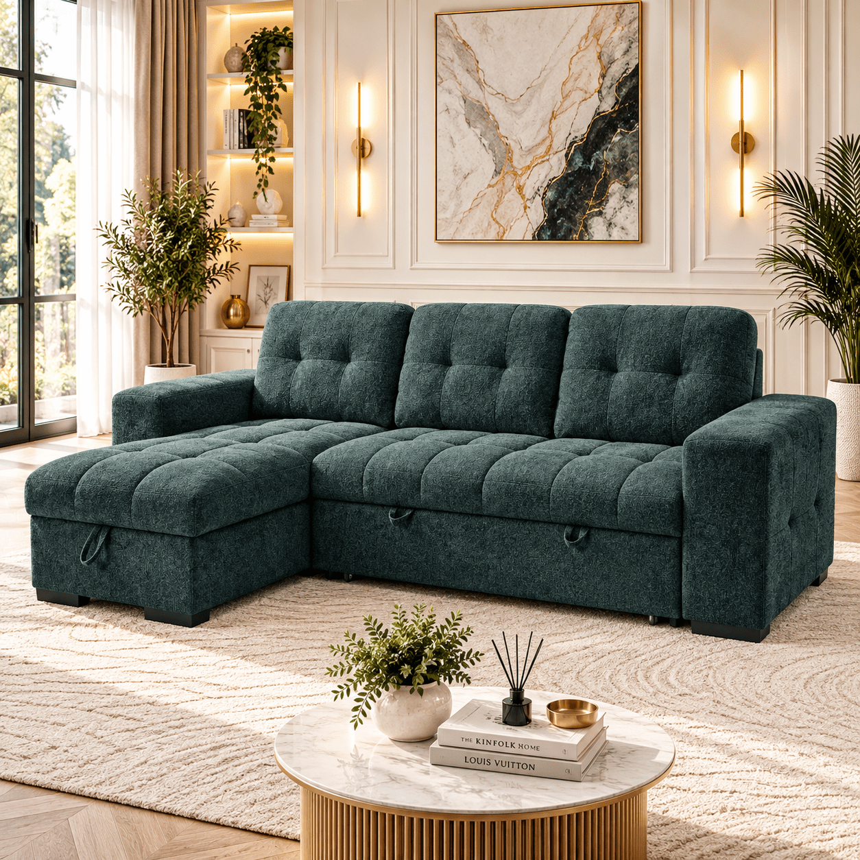 Palermo Universal Corner Sofabed In Teal - JustBed