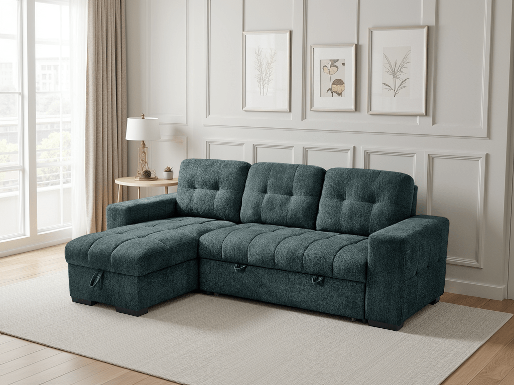 Palermo Universal Corner Sofabed In Teal - JustBed