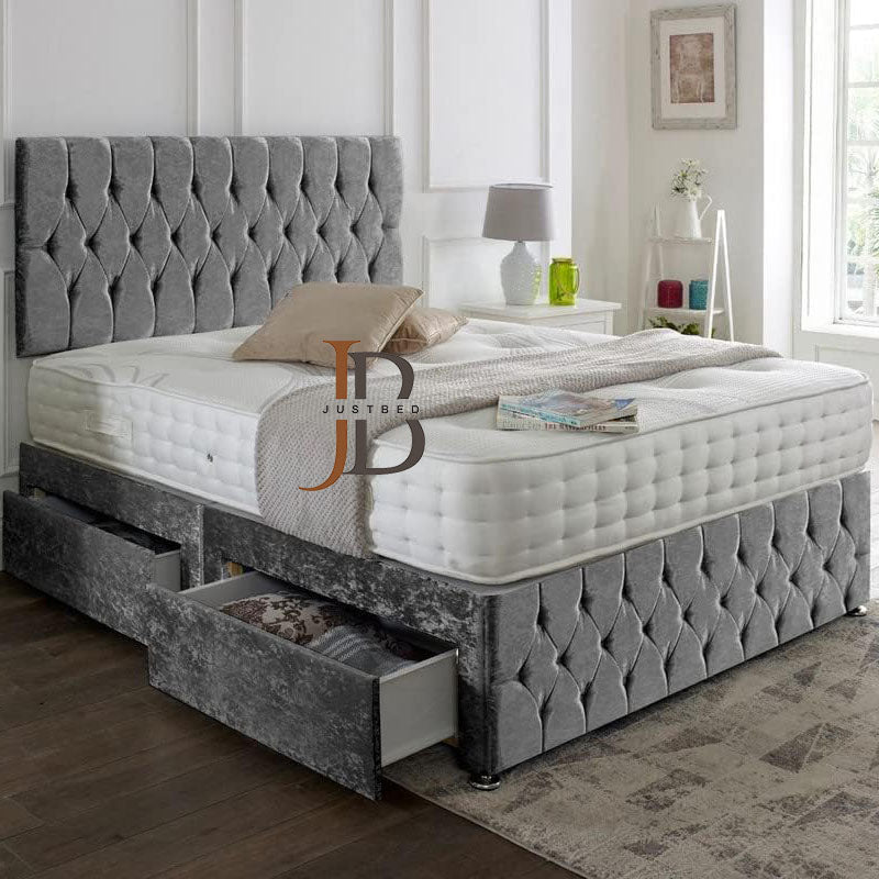 Patric Crushed Velvet Divan Bed Frame - JustBed