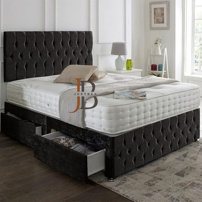 Patric Crushed Velvet Divan Bed Frame - JustBed
