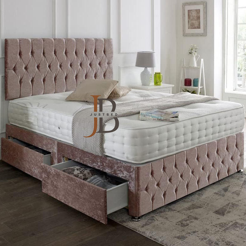 Patric Crushed Velvet Divan Bed Frame - JustBed