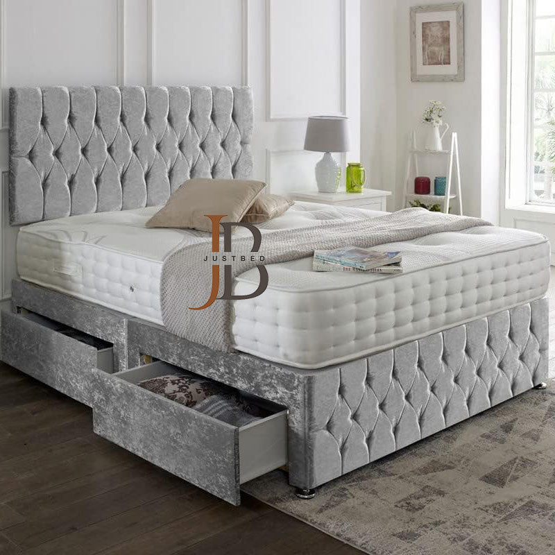 Patric Crushed Velvet Divan Bed Frame - JustBed
