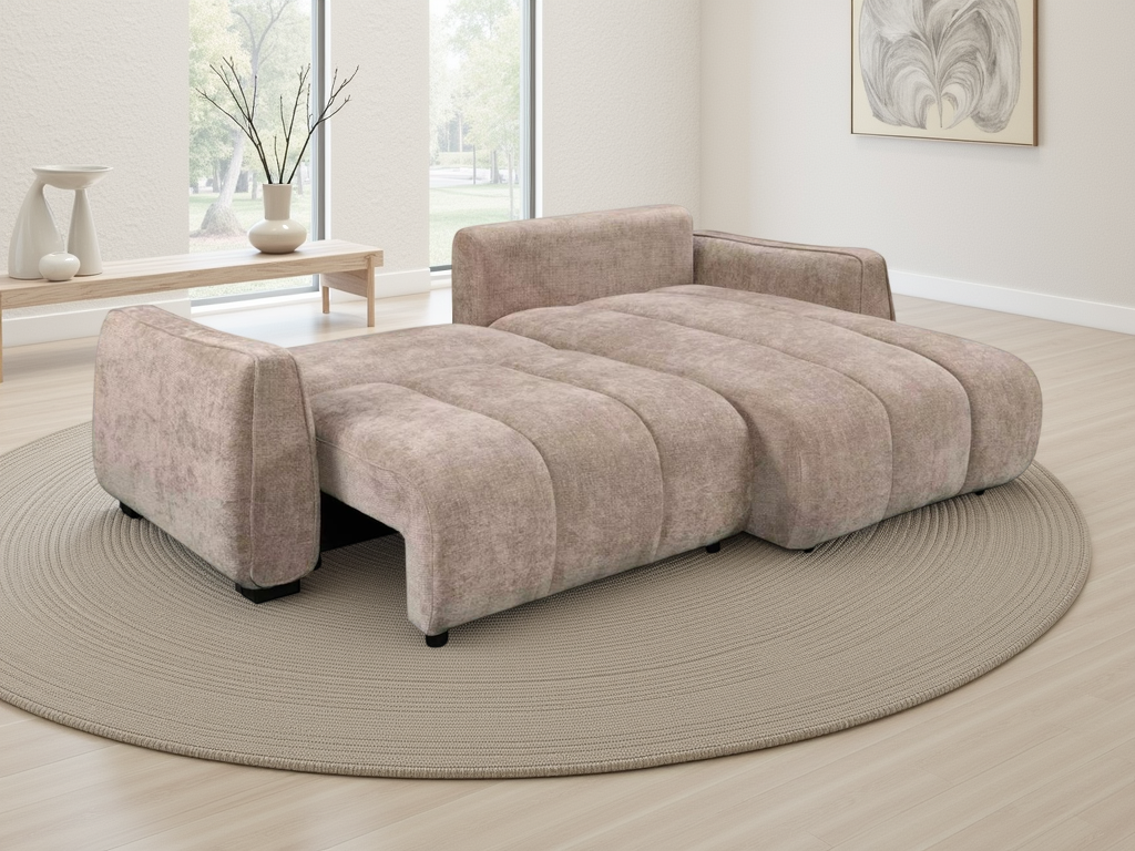 Portland Universal Corner Sofabed In Beige