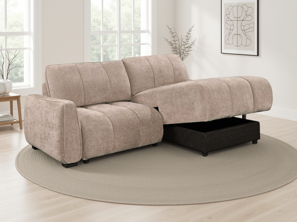 Portland Universal Corner Sofabed In Beige - JustBed