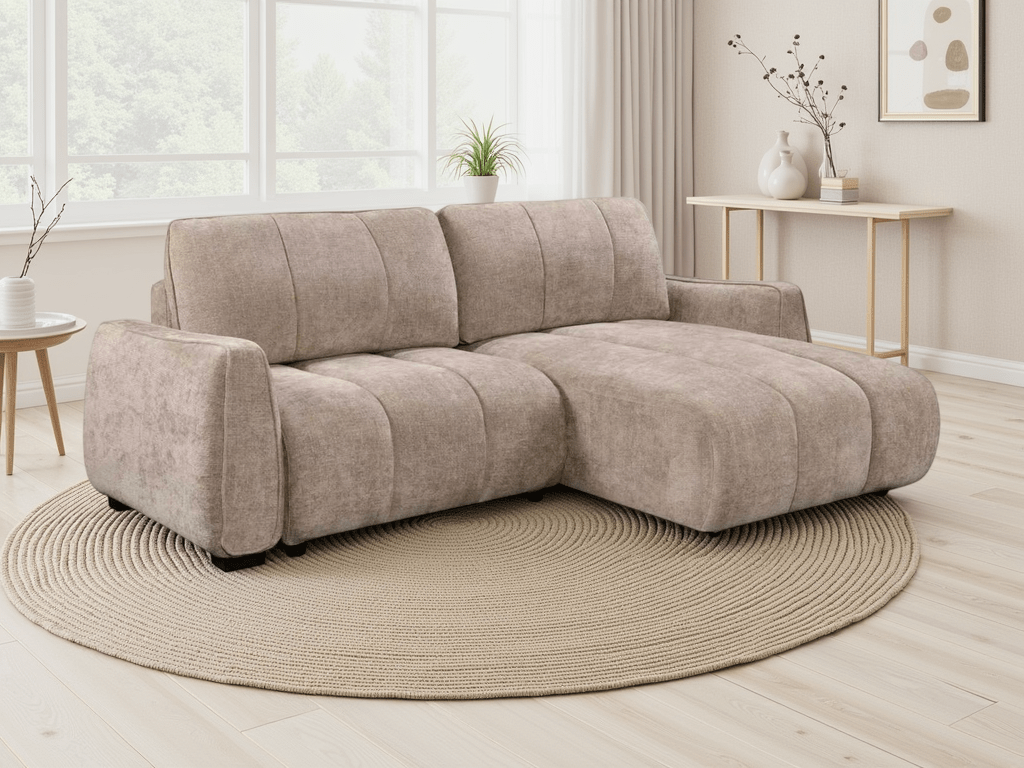 Portland Universal Corner Sofabed In Beige - JustBed