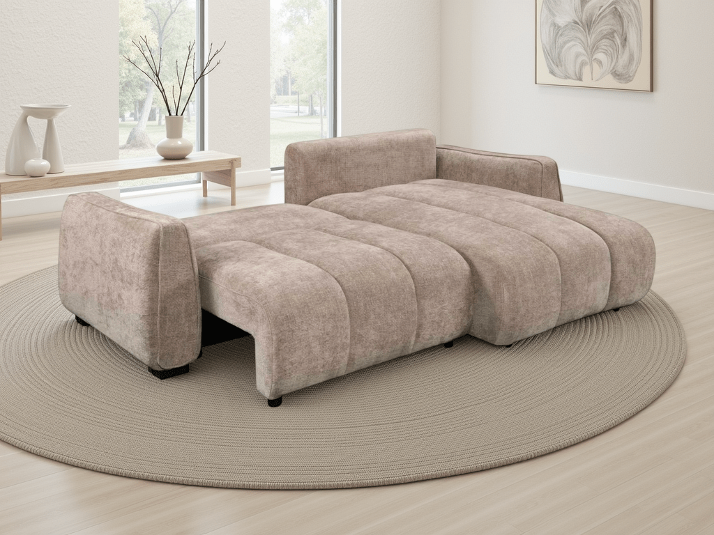 Portland Universal Corner Sofabed In Beige - JustBed