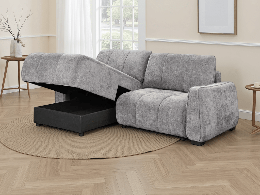 Portland Universal Corner Sofabed In Grey - JustBed