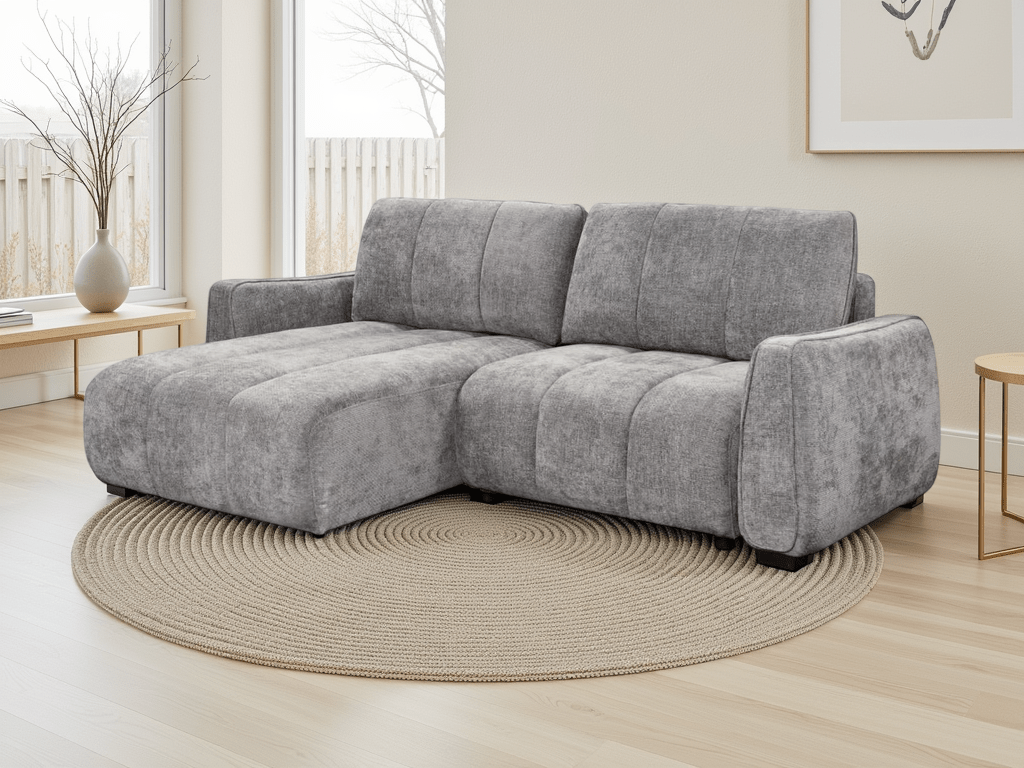 Portland Universal Corner Sofabed In Grey - JustBed