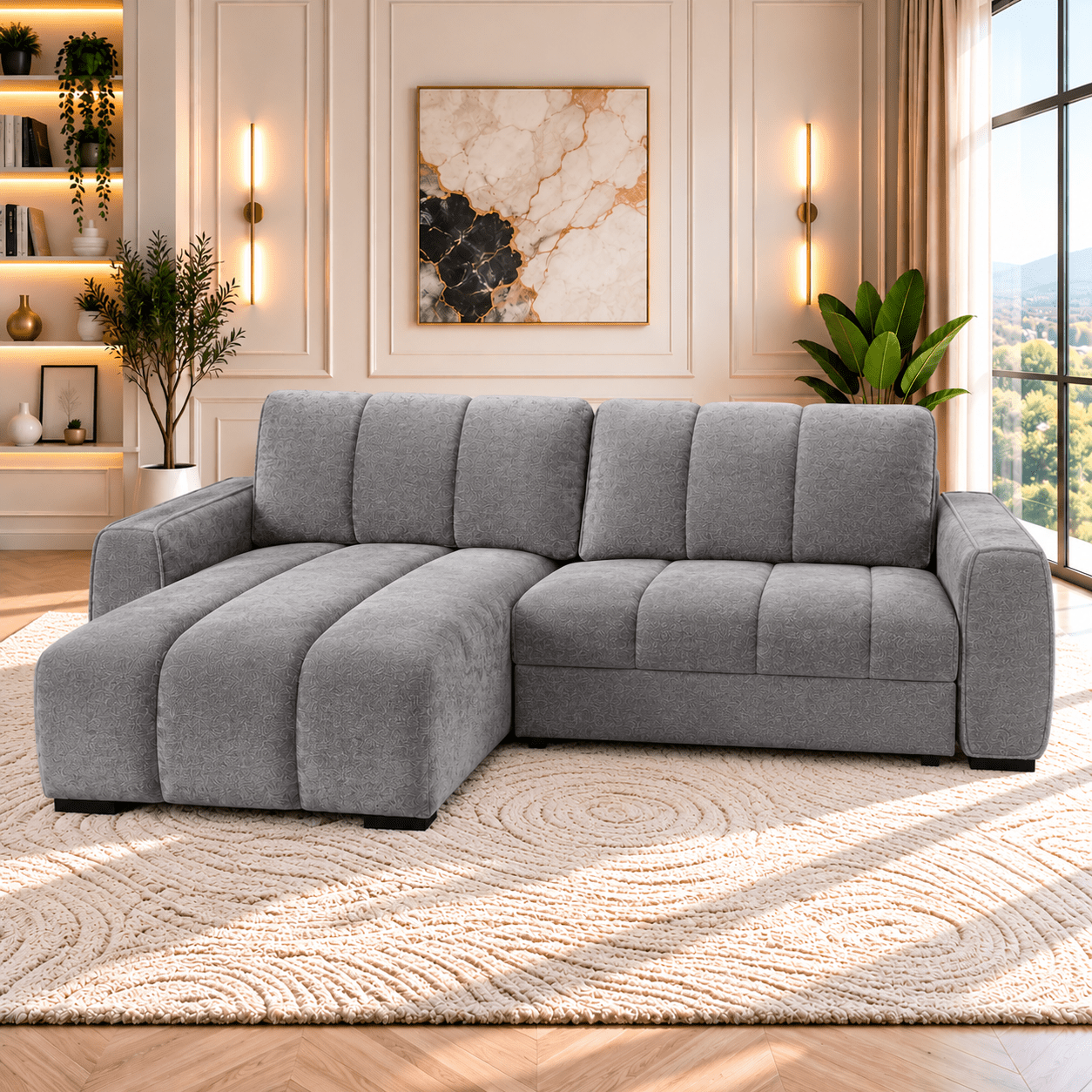 Portland Universal Corner Sofabed In Grey - JustBed