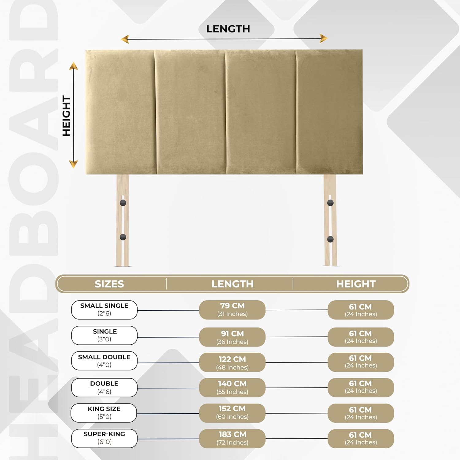 Ruby Upholstered Headboard For Divan Base