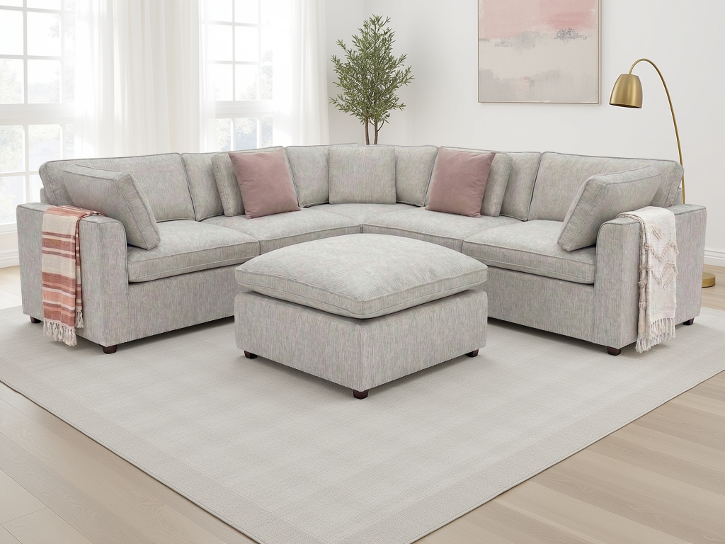 Santorini Large Corner Sofa with Footstool In Grey