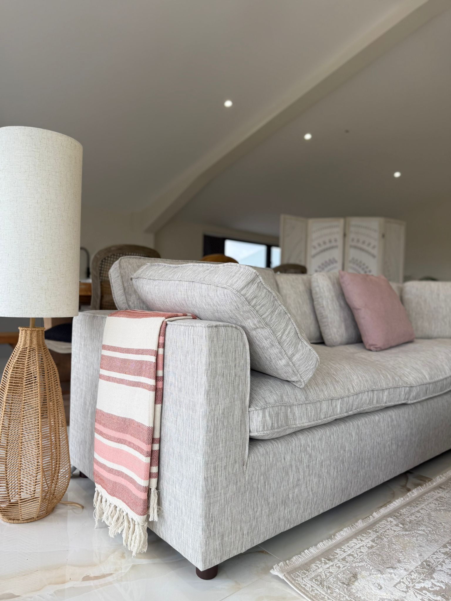 Santorini Large Corner Sofa with Footstool In Grey