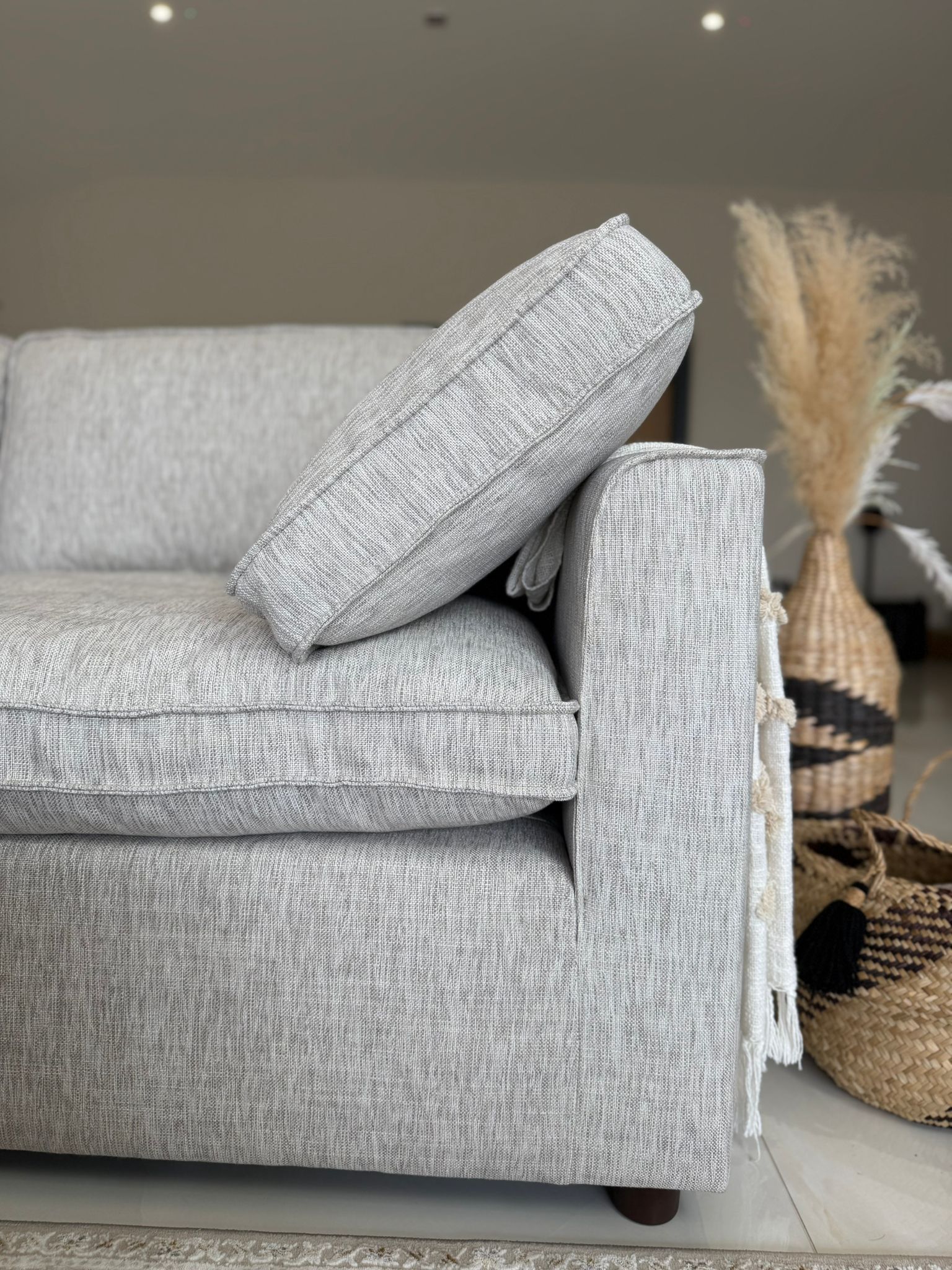 Santorini Large Corner Sofa with Footstool In Grey