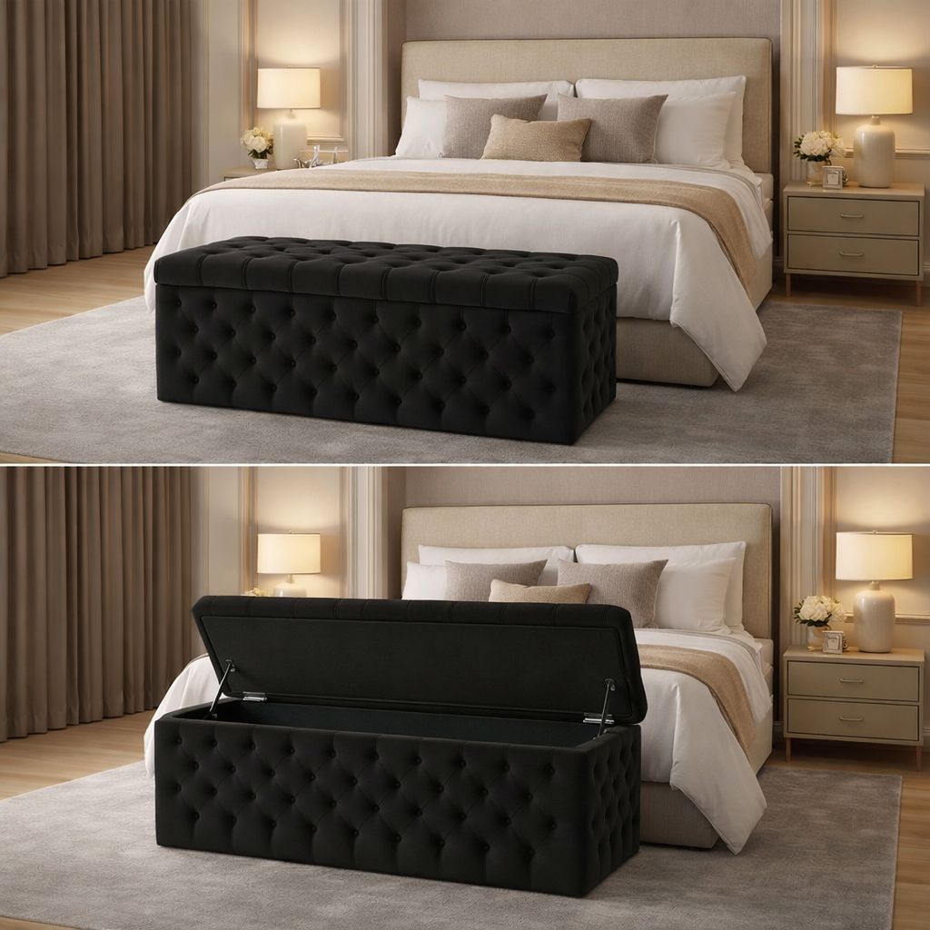 Santro Chesterfield Ottoman Storage Box - JustBed