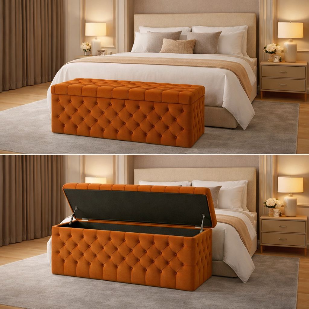 Santro Chesterfield Ottoman Storage Box - JustBed