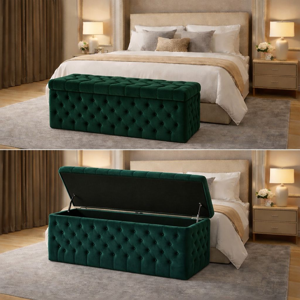 Santro Chesterfield Ottoman Storage Box - JustBed