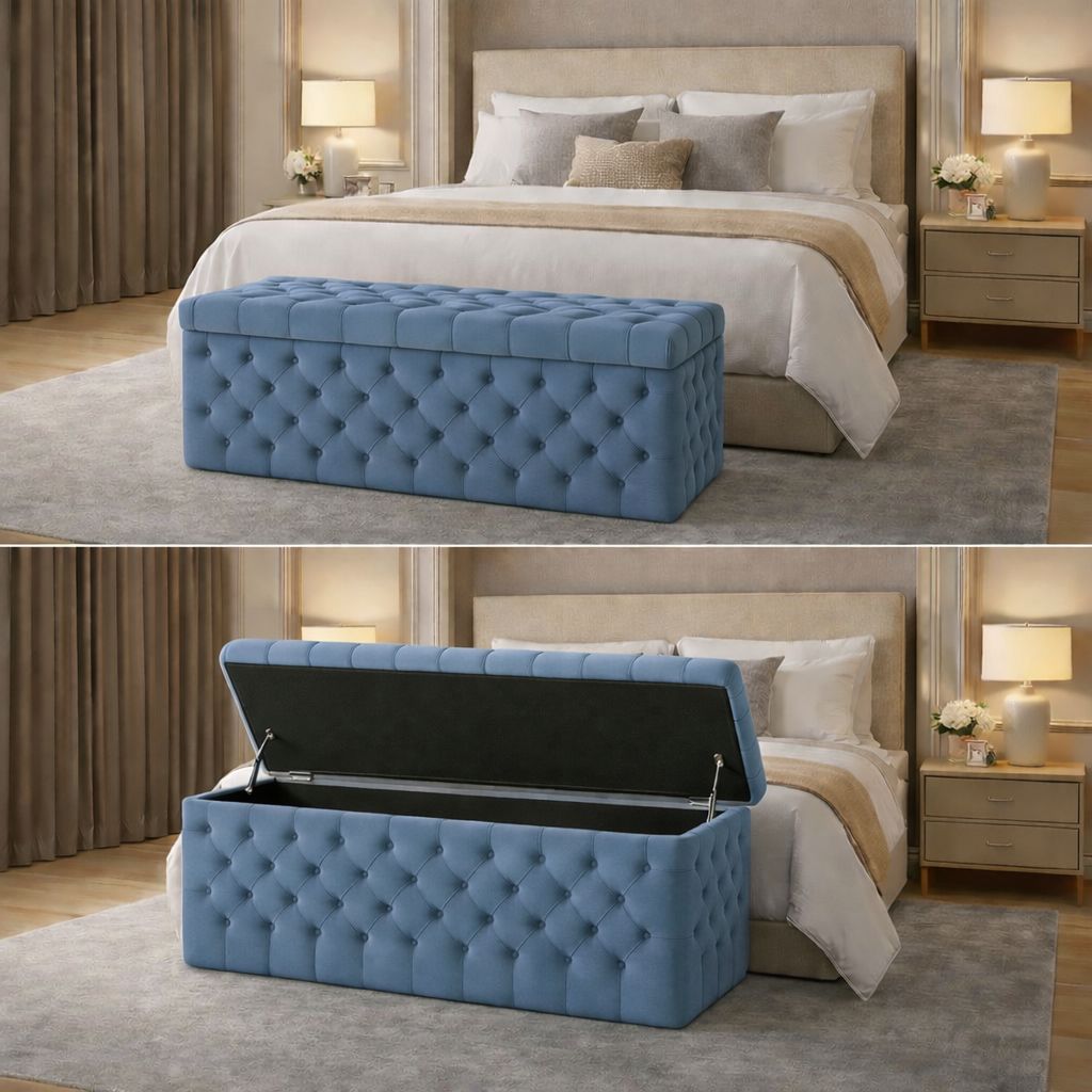 Santro Chesterfield Ottoman Storage Box - JustBed