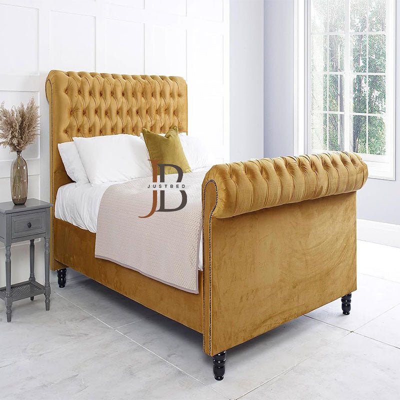 Serenity Sleigh Chesterfield Bed - JustBed