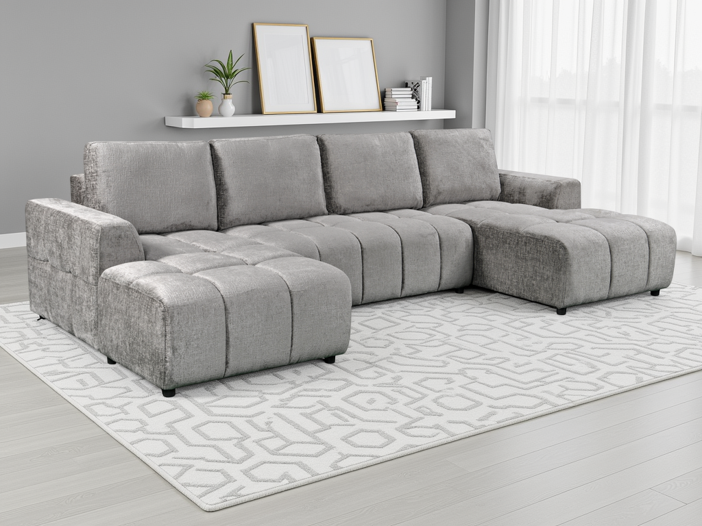 Luxury Shanghai U Shape Sofabed In Grey