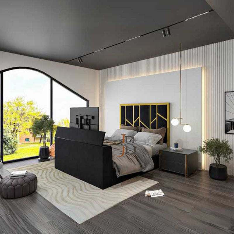 Simba TV Bed Frame With Golden Stripes