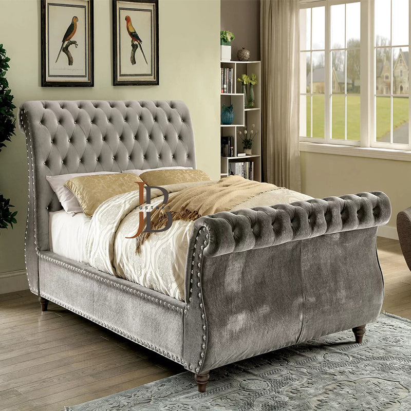 Zander Swan Sleigh Bed Frame