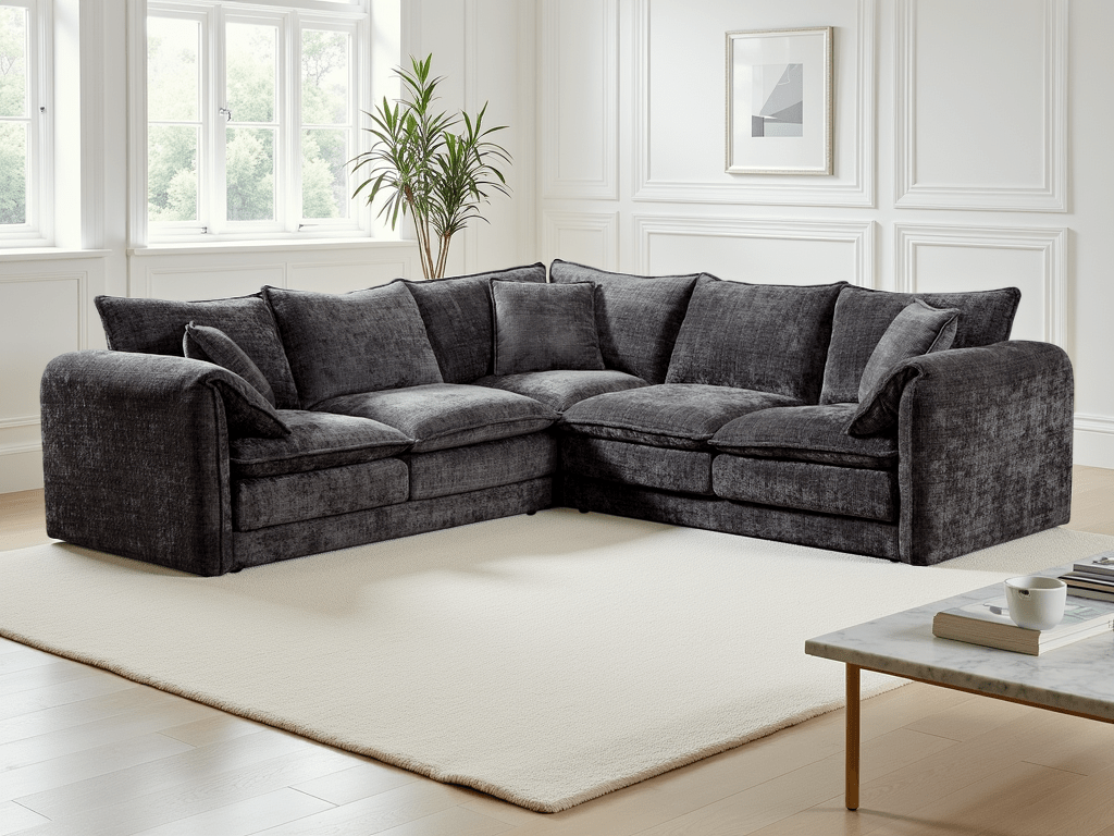 Solaya Large Corner Sofa In Black - JustBed