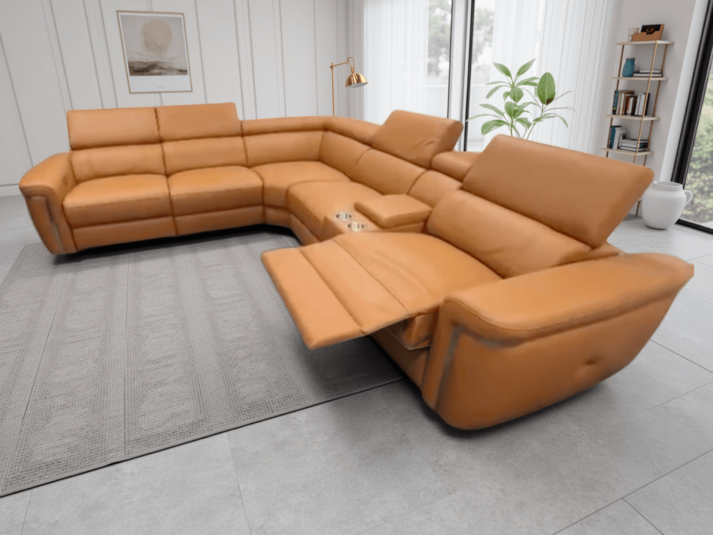 Somerville Modular Large Electric Recliner Corner Sofa In Tan - JustBed