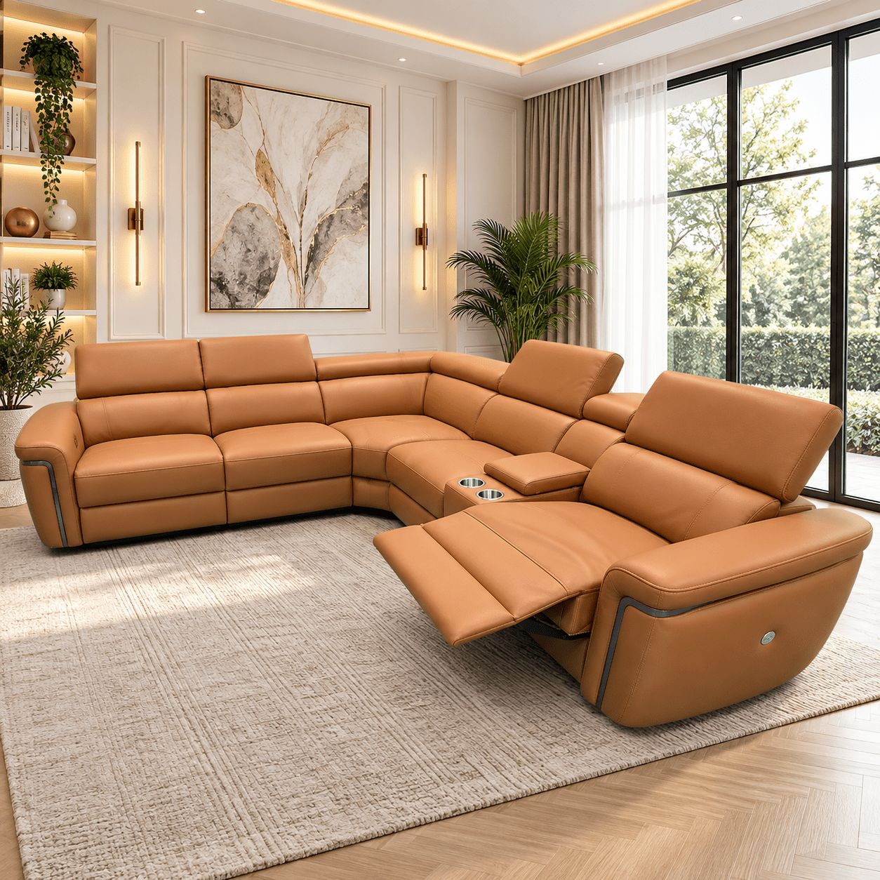 Somerville Modular Large Electric Recliner Corner Sofa In Tan - JustBed
