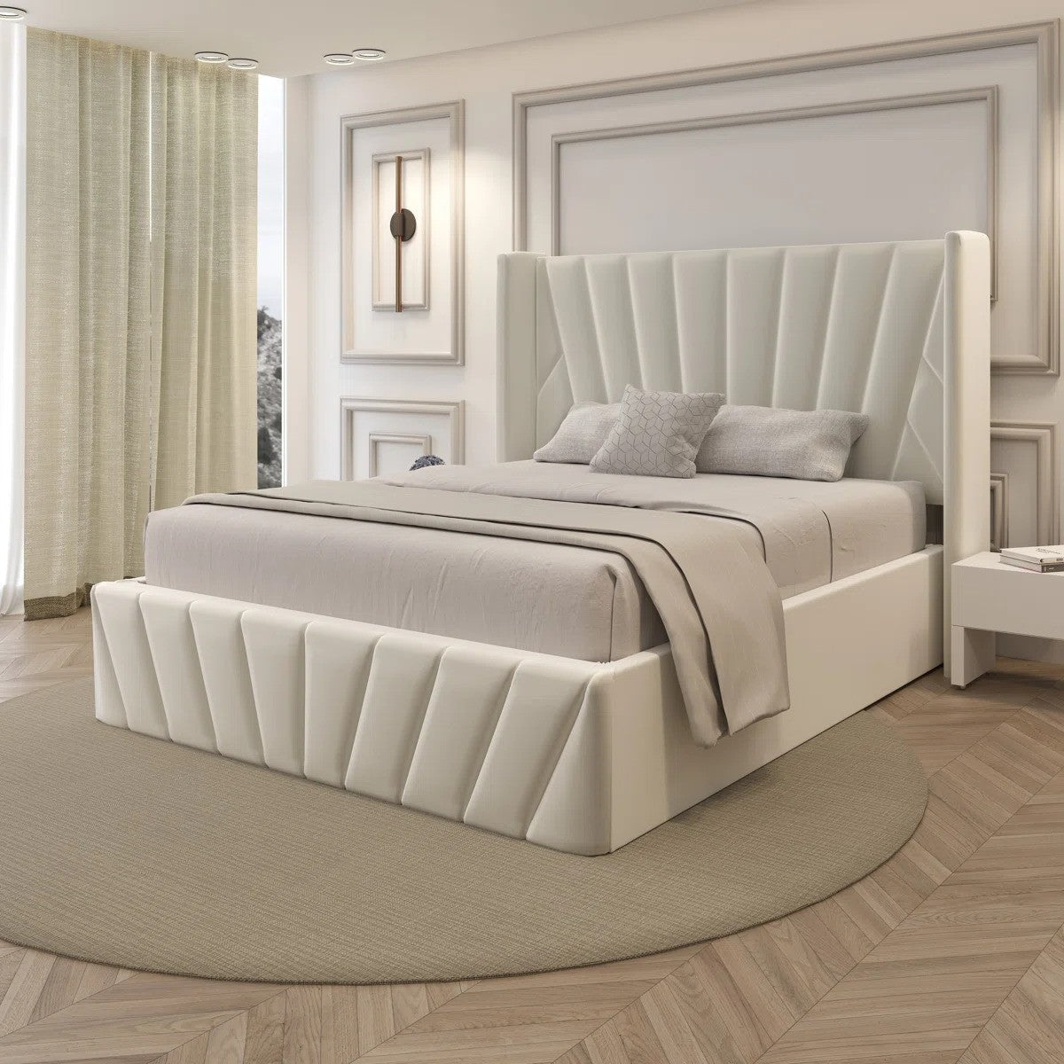 Tia Wingback Gas Lift Ottoman Bed Frame - JustBed