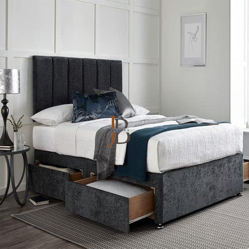 Timothy Divan Bed With Six Vertical Panel Headboard - JustBed