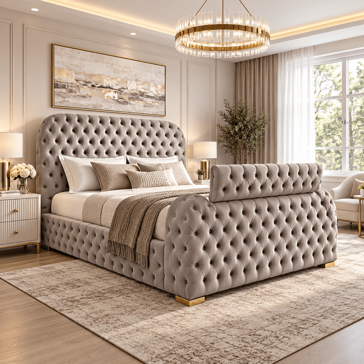 Valdorin Deep Button TV Bed Frame - JustBed