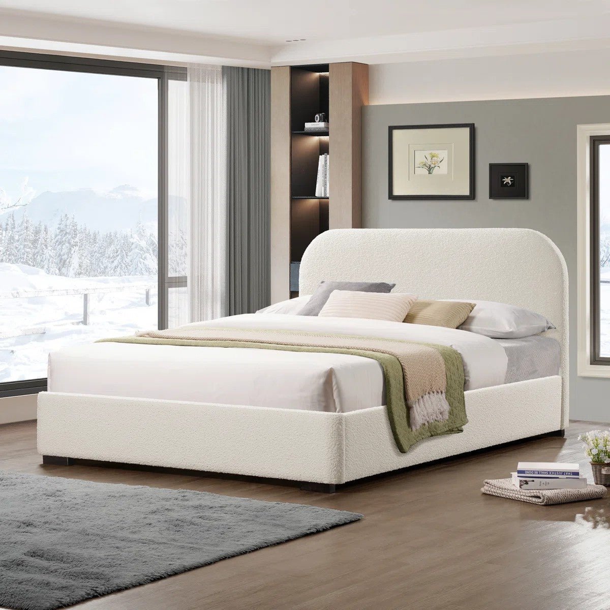 Valencia Cream Boucle Fabric Bed Frame - JustBed