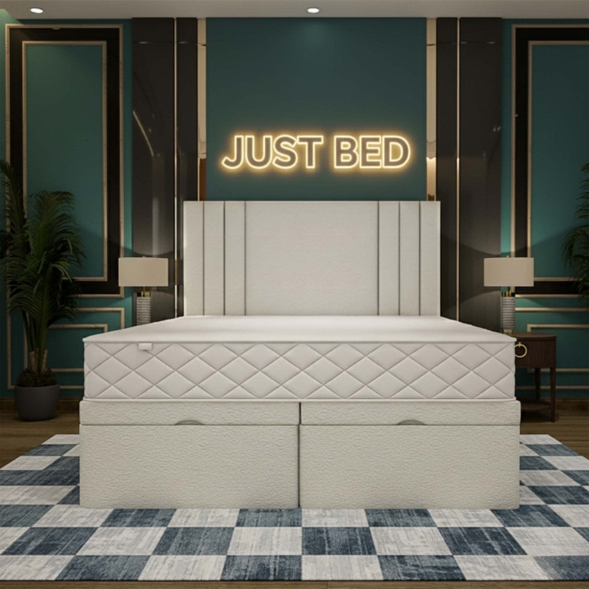Venture Panel Upholstered Divan Ottoman Bed Frame - JustBed
