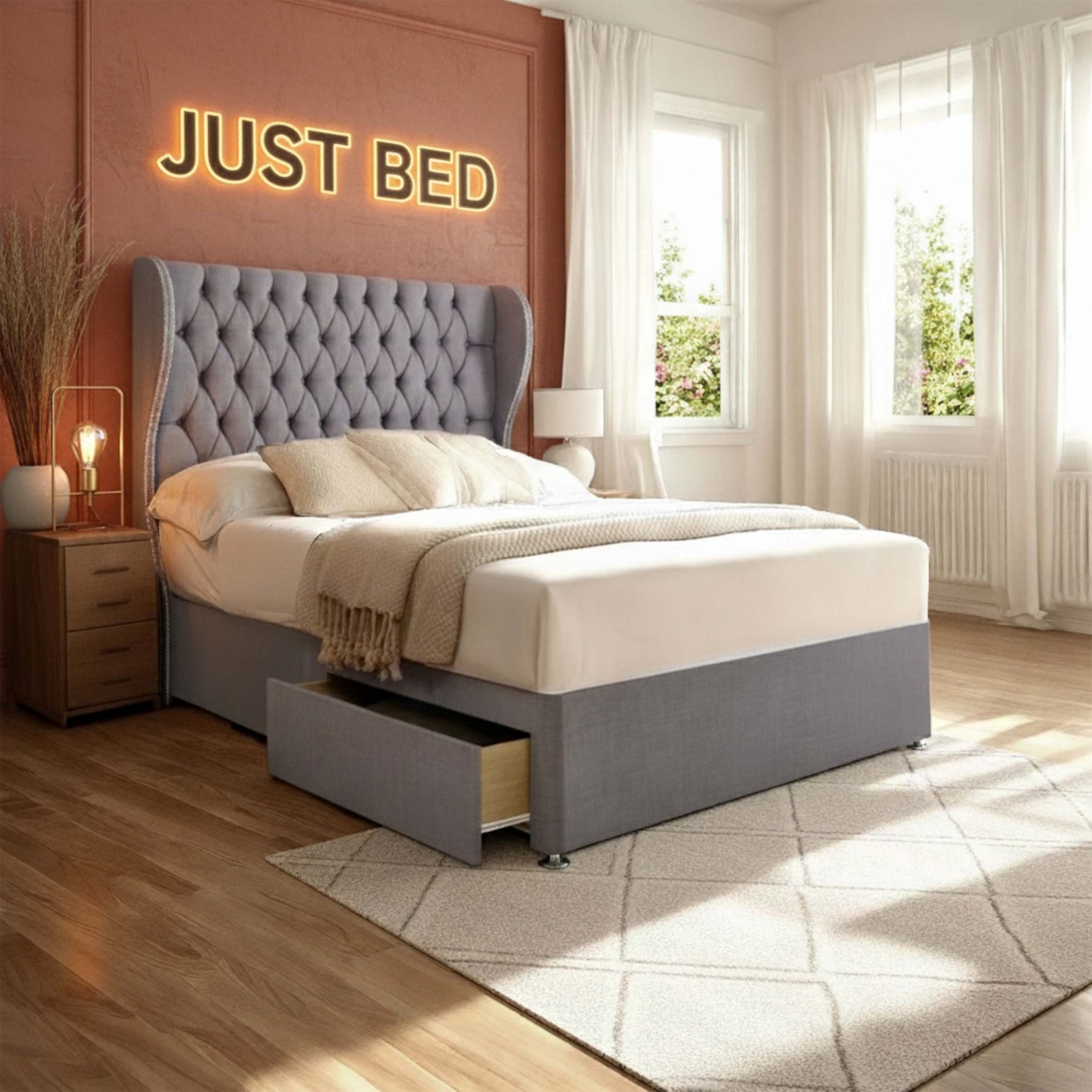 Victoria Curved Wingback Divan Bed - JustBed