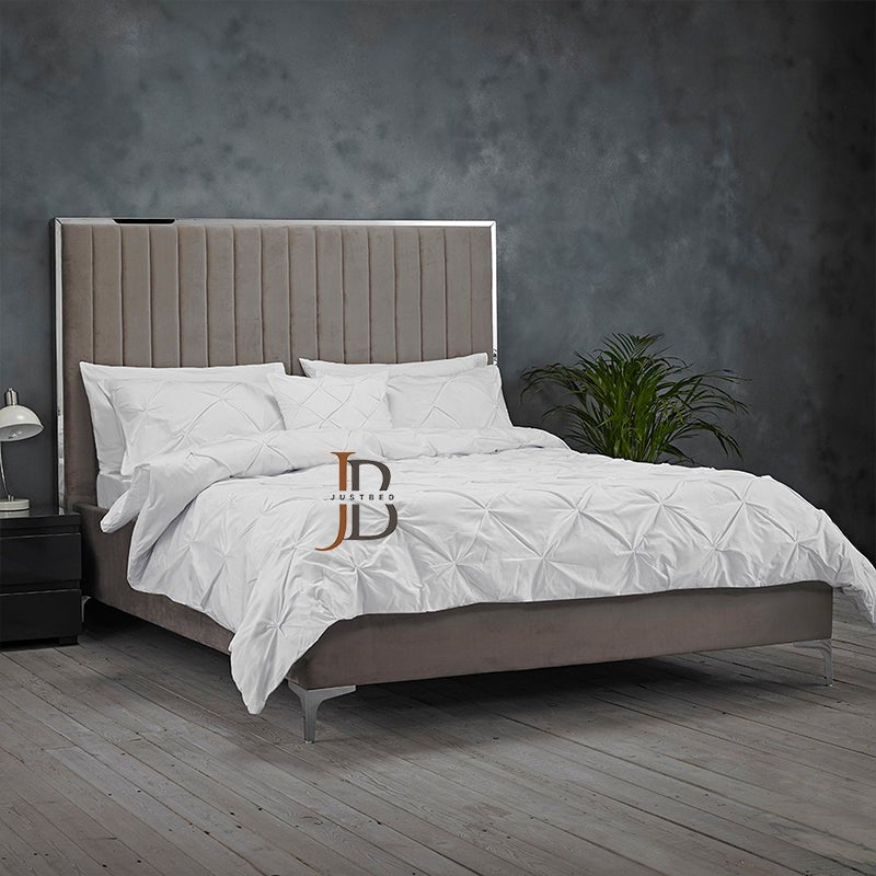 Zara Art Deco Bed Frame With Silver Border - JustBed