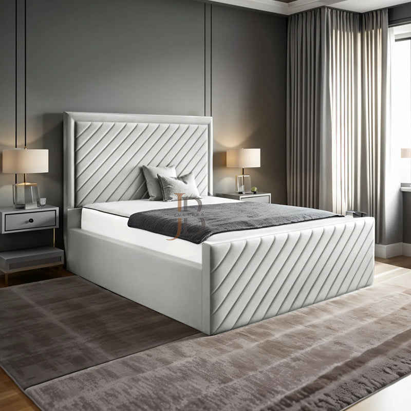 Stark Diagonal Lines Upholstered Bed Frame